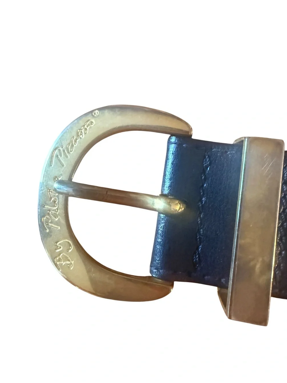Paloma Picasso Leather Belt Black & Gold X Size Medium